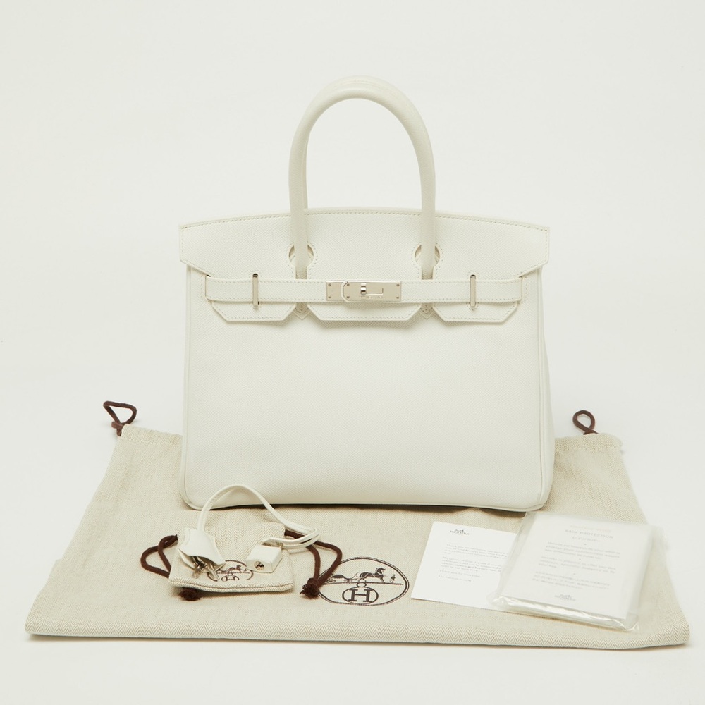 Hermès Birkin 30 Bag PHW Blanc White Mushroom Epsom Leather Palladium Finish